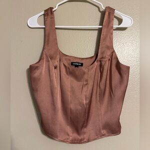 Express Women's Satin Crop Top - Rose